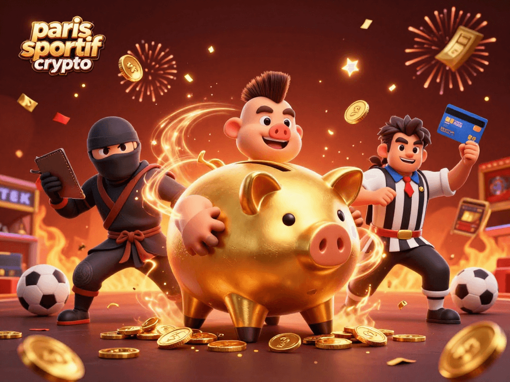 Placer des paris sportifs crypto avec des personnages colorés dans un festival de sports.