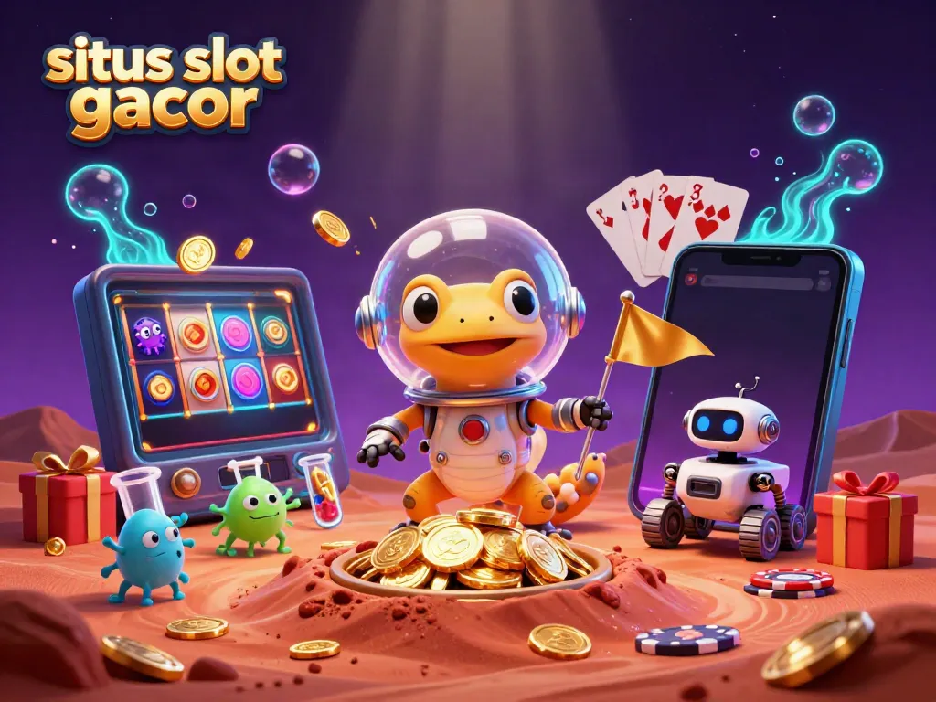 Experience the excitement of situs slot gacor with a Martian gecko uncovering a golden casino.