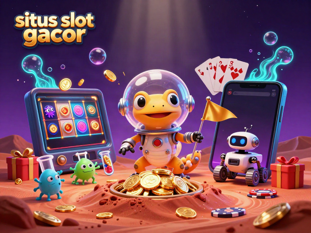 Experience the excitement of situs slot gacor with a Martian gecko uncovering a golden casino.